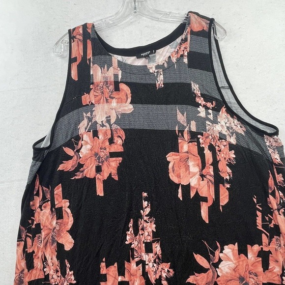 Women’s Plus Size 2X Premise Studio Black & Pink Floral Long Tunic Tank Top - Picture 5 of 16